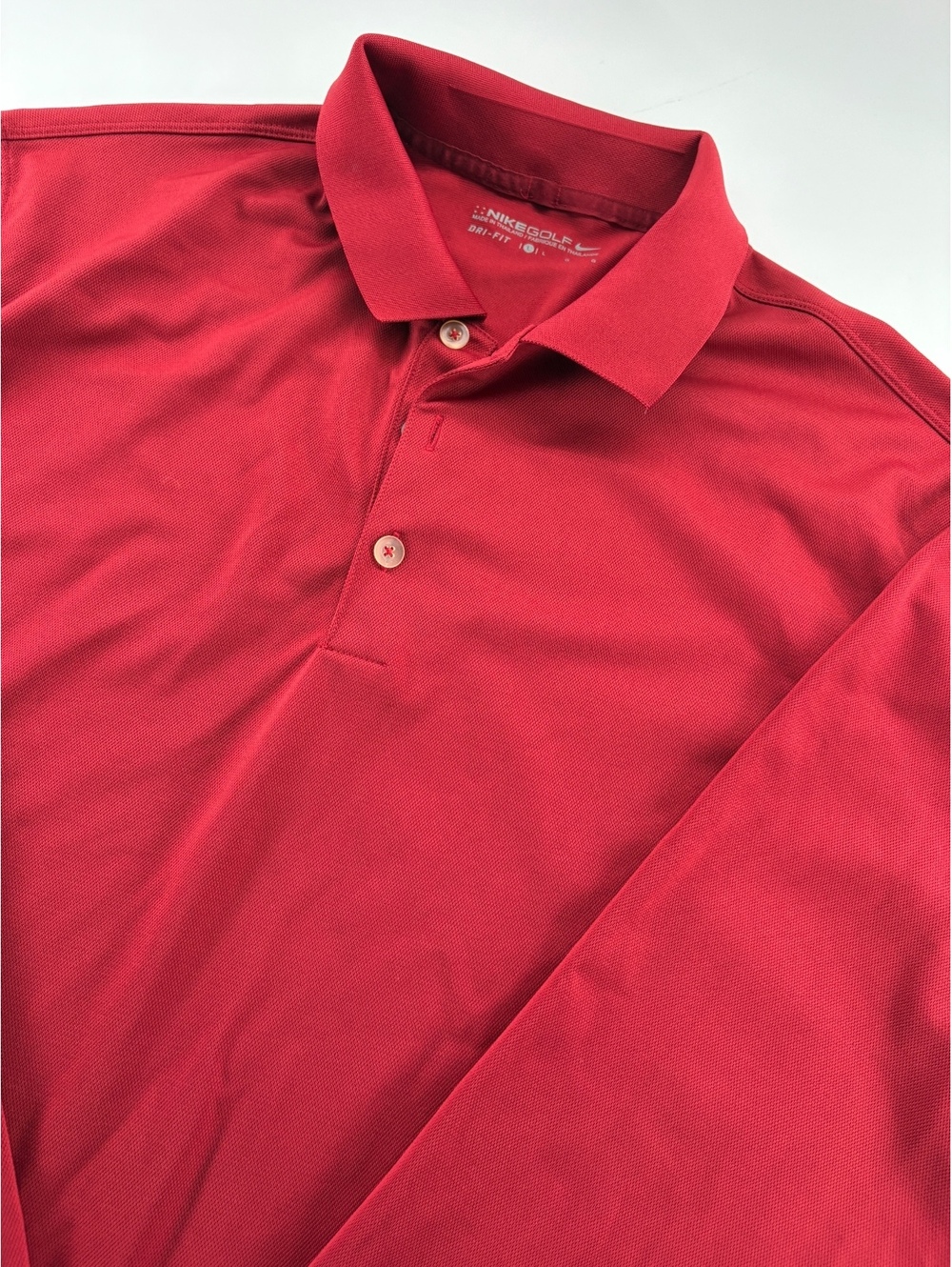 Nike Golf Dri-Fit Long Sleeve Polo Men's L Red Pique Performance